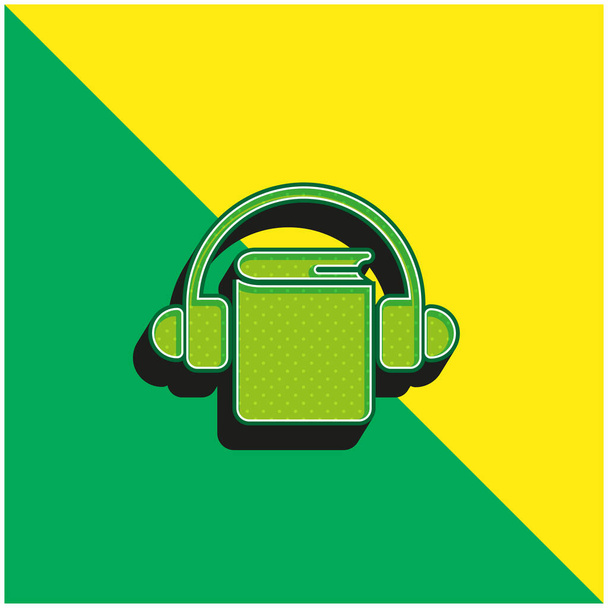 Audiobook Yeşil ve Sarı 3D vektör simgesi logosu - Vektör, Görsel