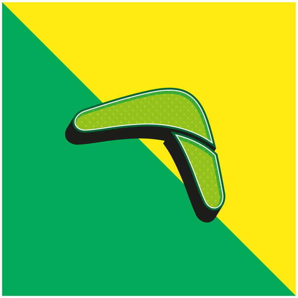 Bumeráng bot Zöld és sárga modern 3D vektor ikon logó - Vektor, kép