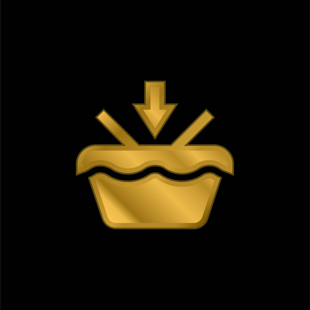 Add To Basket gold plated metalic icon or logo vector - Vector, Image