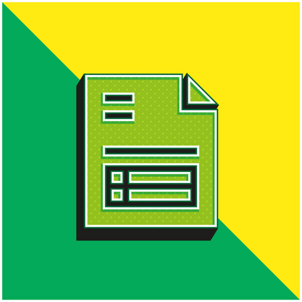 Bill Green i żółty nowoczesny ikona wektora 3D logo - Wektor, obraz