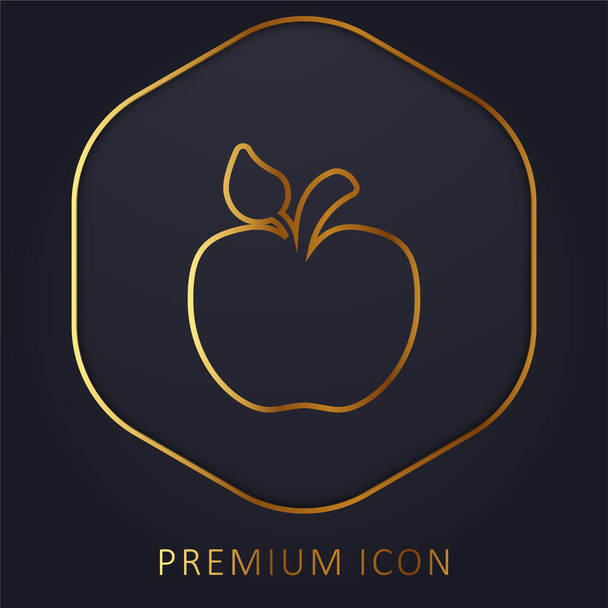 Apple With Little Leaf golden line premium logo or icon - Vector, Image