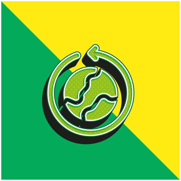Em torno do mundo verde e amarelo moderno logotipo vetor 3d ícone - Vetor, Imagem