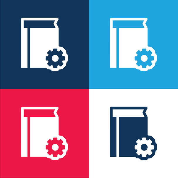 Book Configuration Interface Symbol niebieski i czerwony zestaw czterech kolorów minimalny zestaw ikon - Wektor, obraz