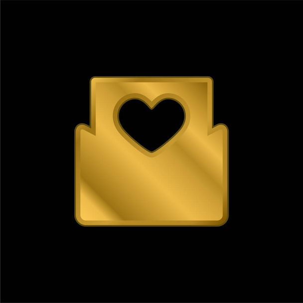 Tarjeta de cumpleaños chapado en oro icono metálico o logo vector - Vector, imagen