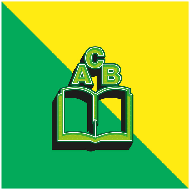 ABC Book Zöld és sárga modern 3D vektor ikon logó - Vektor, kép