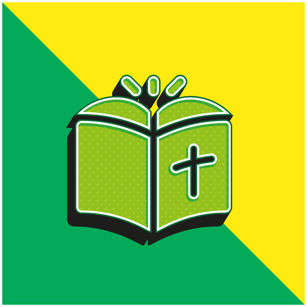 Bíblia Verde e amarelo moderno logotipo vetor 3d ícone - Vetor, Imagem