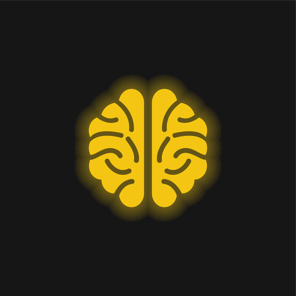 Icona al neon brillante giallo cervello - Vettoriali, immagini