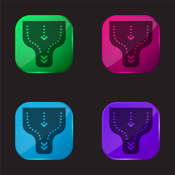Bottleneck four color glass button icon - Vector, Image