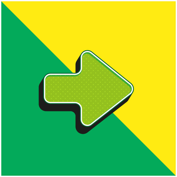 Seta Apontando para a direita Verde e amarelo moderno logotipo do ícone do vetor 3d - Vetor, Imagem