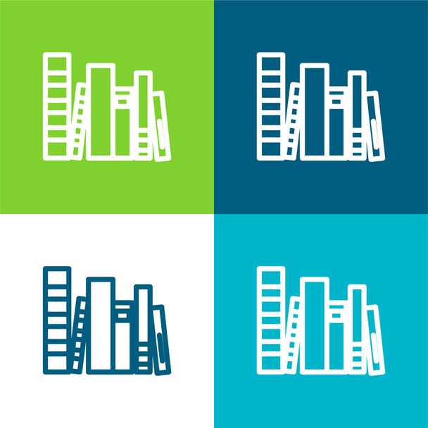 Books Group Flat four color minimal icon set - Vector, Image