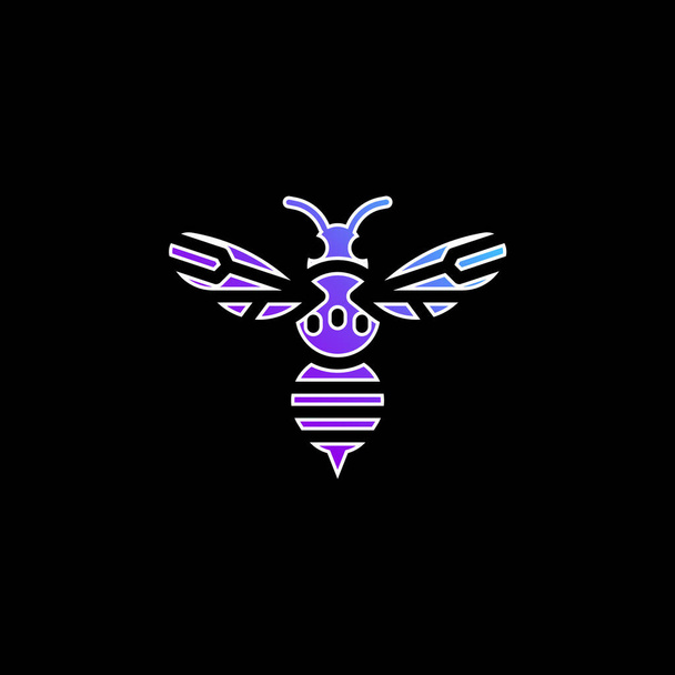 Icône vectorielle de dégradé bleu abeille - Vecteur, image