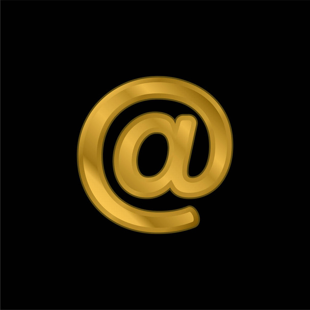 Arroba sinal banhado a ouro ícone metálico ou vetor logotipo - Vetor, Imagem