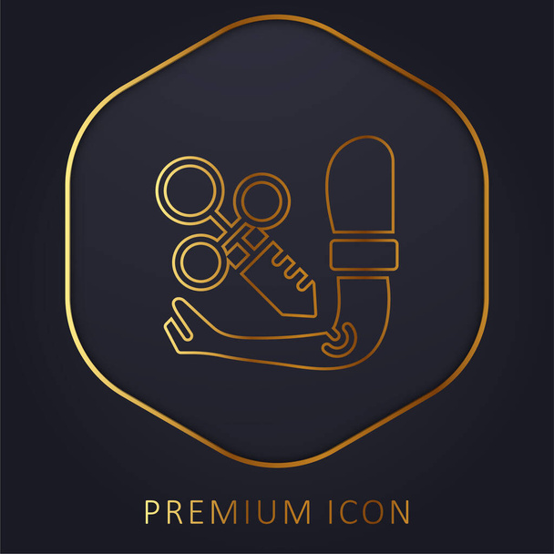 Brazo de línea dorada logotipo premium o icono - Vector, imagen