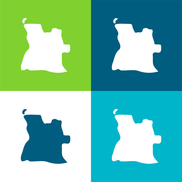Angola Lapos négy szín minimális ikon készlet - Vektor, kép