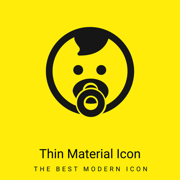 Baby Face minimal bright yellow material icon - Vector, Image