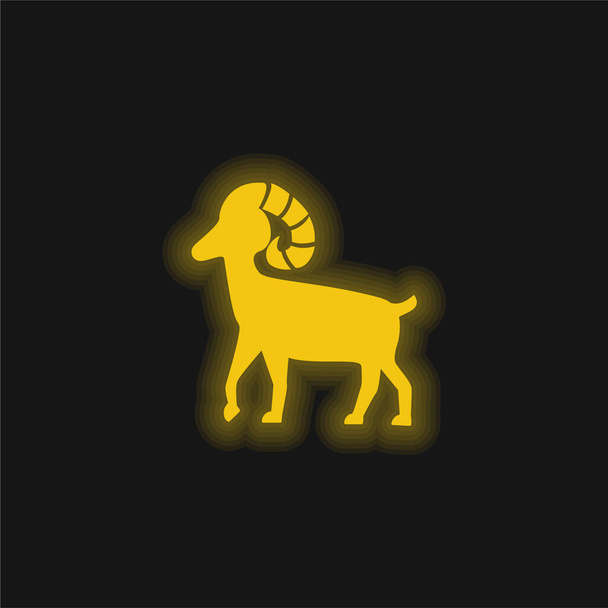 Ram geel gloeiende neon icoon - Vector, afbeelding