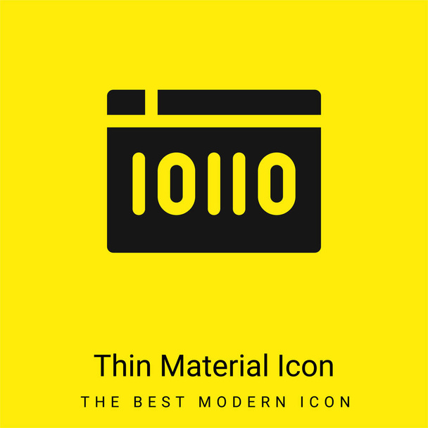 Código binário mínima amarelo brilhante ícone material - Vetor, Imagem