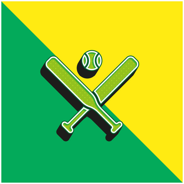 野球緑と黄色の現代的な3Dベクトルアイコンのロゴ - ベクター画像