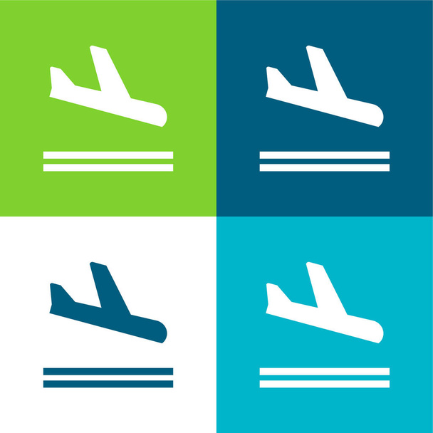 Llegada Plano de cuatro colores mínimo icono conjunto - Vector, Imagen