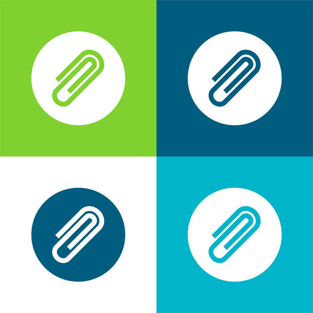 Csatolás Lapos négy szín minimális ikon készlet - Vektor, kép