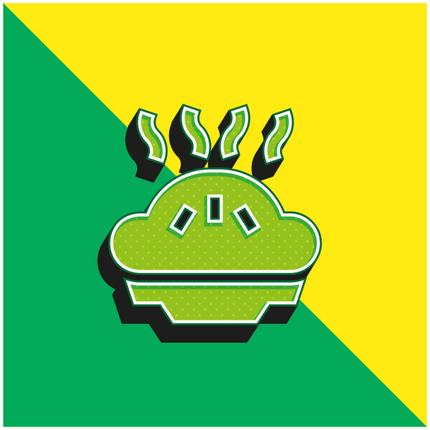 Apple Pie Πράσινο και κίτρινο σύγχρονο 3d διάνυσμα εικονίδιο λογότυπο - Διάνυσμα, εικόνα