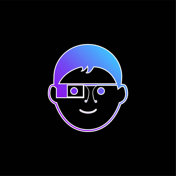 Niño con Google gafas azul degradado icono de vector - Vector, Imagen
