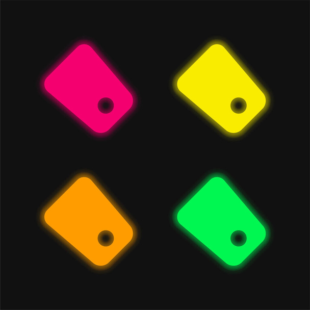 Μαύρο Tag τεσσάρων χρωμάτων λαμπερό εικονίδιο διάνυσμα νέον - Διάνυσμα, εικόνα