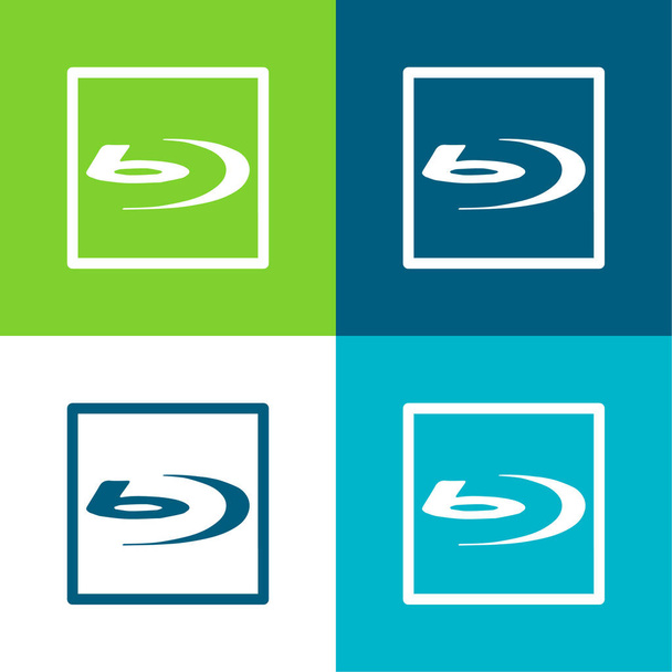 Blu Ray Sign Płaskie cztery kolory minimalny zestaw ikon - Wektor, obraz