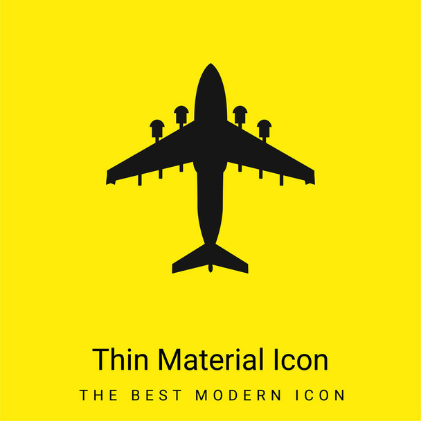 Lentokone minimaalinen kirkas keltainen materiaali kuvake - Vektori, kuva