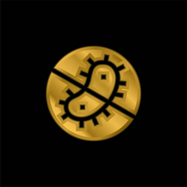 Bacterias chapado en oro icono metálico o logo vector - Vector, Imagen