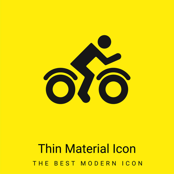 Bike Rider Vista laterale minimale giallo brillante materiale icona - Vettoriali, immagini