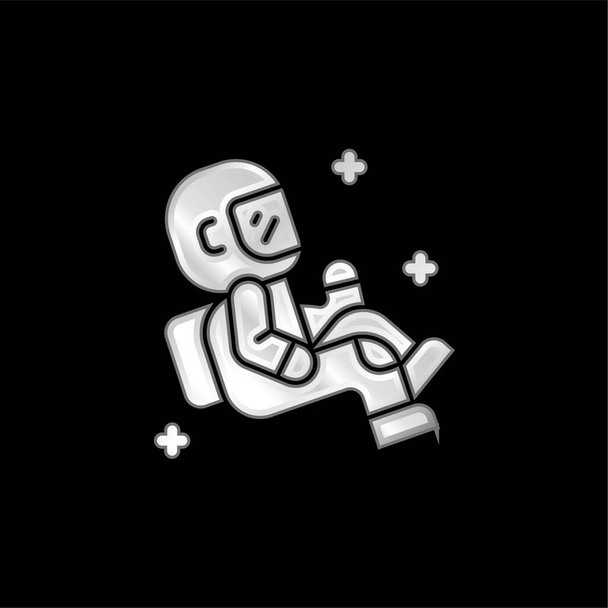 Астронавт срібна металева ікона
 - Вектор, зображення