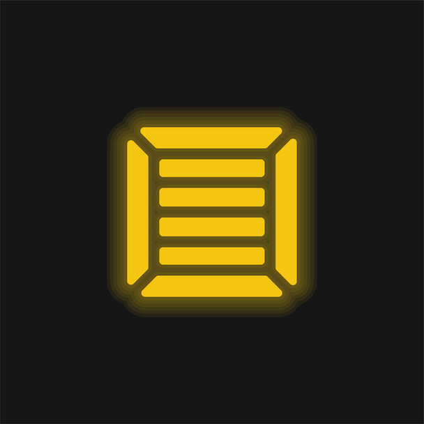 Doboz sárga izzó neon ikon - Vektor, kép