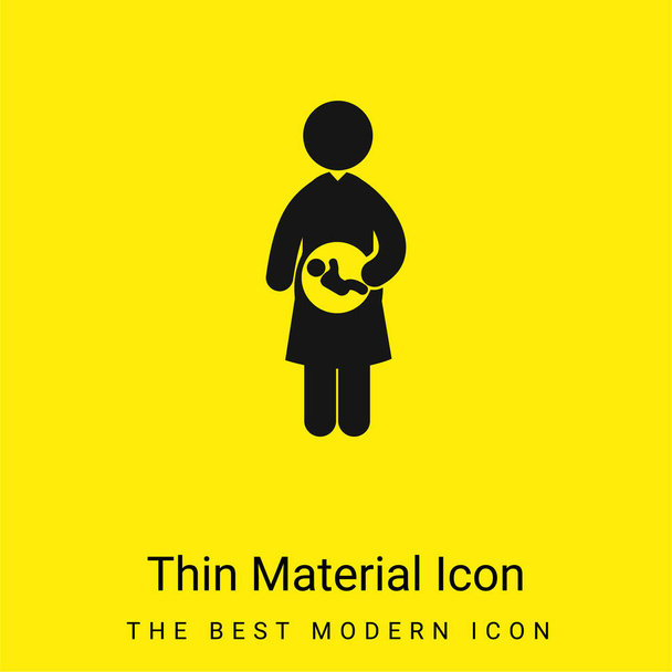 Baby In Mother Uterus minimal bright yellow material icon - Vector, Image