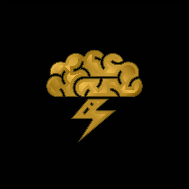 Brainstorm banhado a ouro ícone metálico ou vetor logotipo - Vetor, Imagem