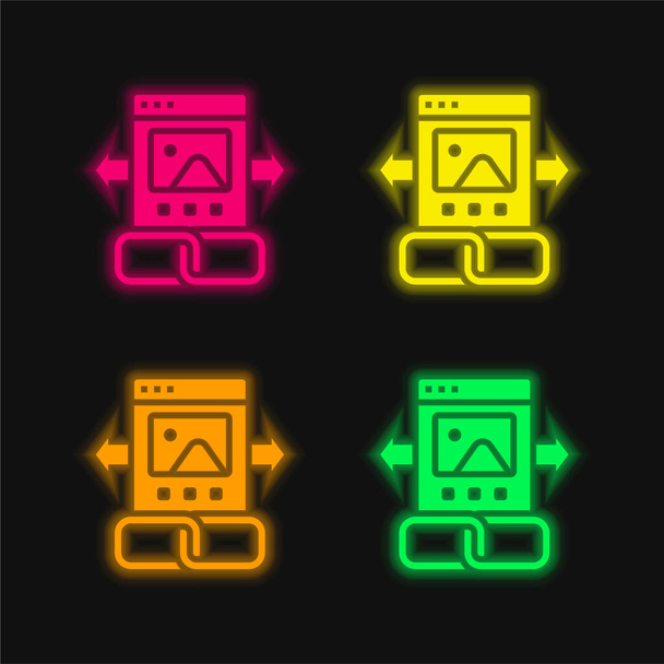 Backlink vier Farben leuchtenden Neon-Vektor-Symbol - Vektor, Bild