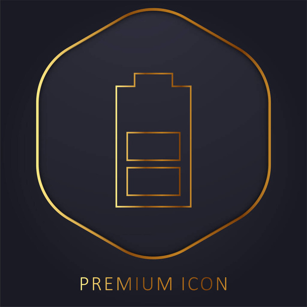 Batería con medio cargo línea de oro logotipo premium o icono - Vector, imagen