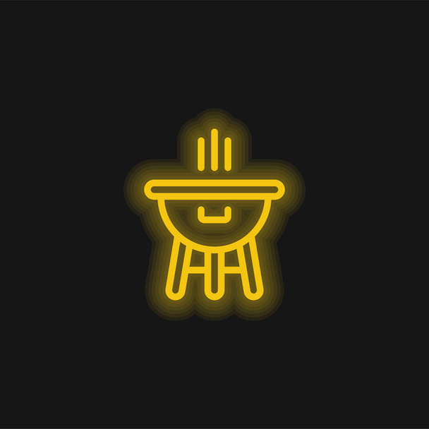Bbq žlutá zářící neonová ikona - Vektor, obrázek