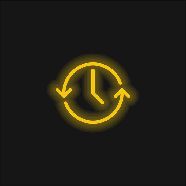 反時計回りに黄色の輝くネオンアイコン - ベクター画像