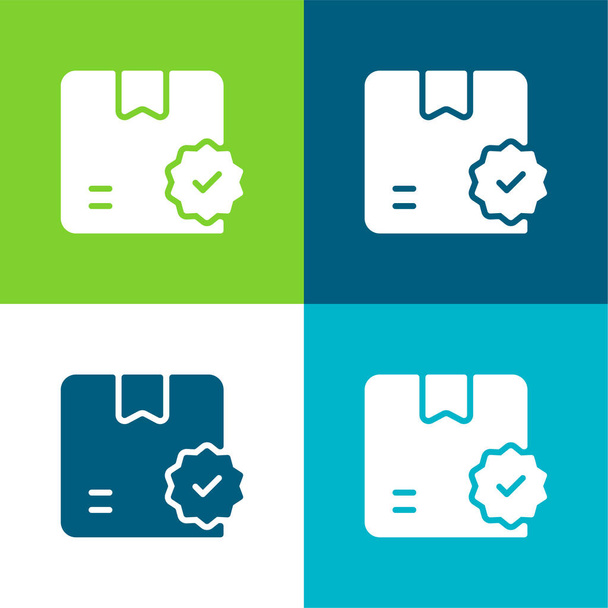 Doboz Lapos négy szín minimális ikon készlet - Vektor, kép