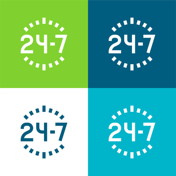 24 Ore piatto quattro colori set icona minima - Vettoriali, immagini
