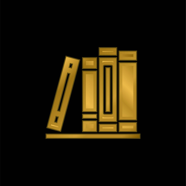 Libros chapado en oro icono metálico o vector de logotipo - Vector, Imagen
