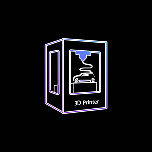 3d Printer Printing A Vehicle blue gradient vector icon - Vector, Image