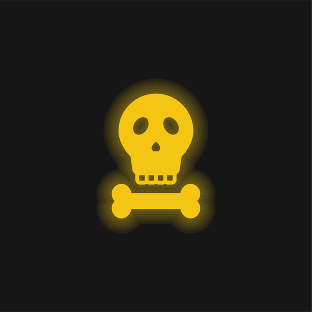 Bones żółty świecący neon ikona - Wektor, obraz