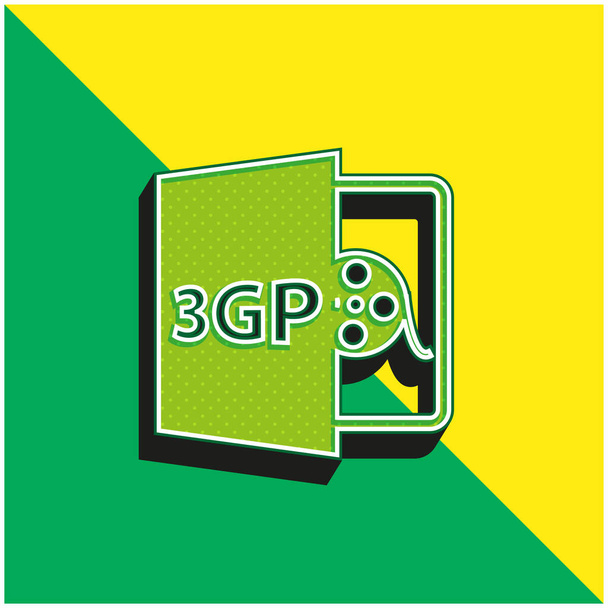 3gp Bestand Formaat Symbool Groen en geel modern 3D vector pictogram logo - Vector, afbeelding