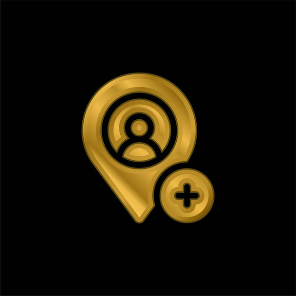 Add Location gold plated metalic icon or logo vector - Vector, Image