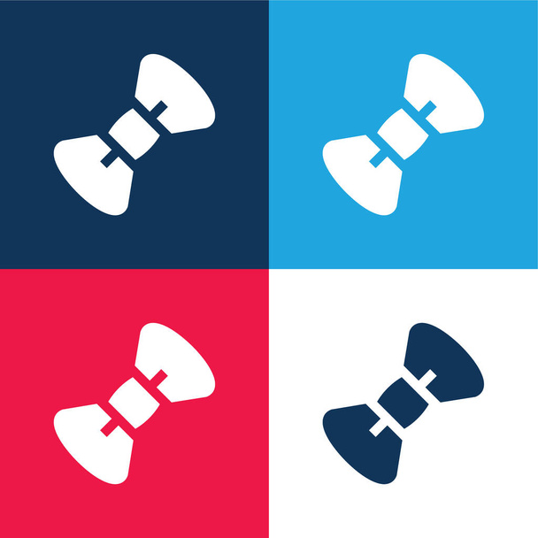 Bow Tie modrá a červená čtyři barvy minimální ikona nastavena - Vektor, obrázek