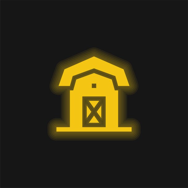 Żółty stodoła świecący neon ikona - Wektor, obraz