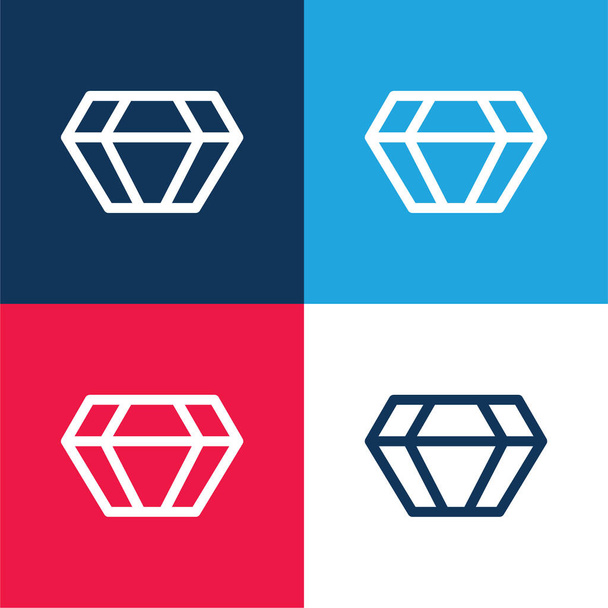 Diamante grande azul y rojo de cuatro colores mínimo icono conjunto - Vector, Imagen