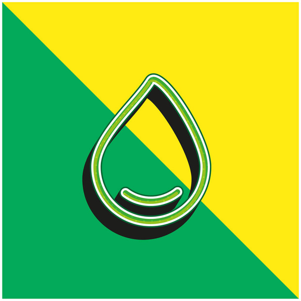 Big Drop Of Water Zielony i żółty nowoczesny ikona wektora 3D logo - Wektor, obraz